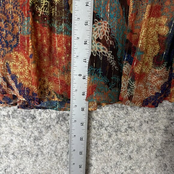 A.L.C. Skirt Womens 6 Silk Metallic Pleated Mini Boho Animal Print Multicolor - Picture 3 of 7